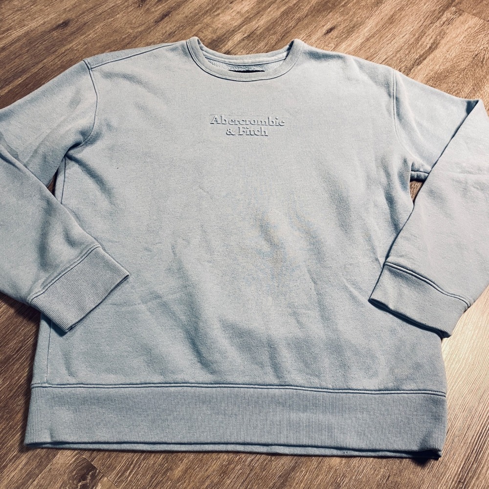Abercrombie & Fitch Womens Light Blue Embroidered Logo Crewneck Sweatshirt Sz. M